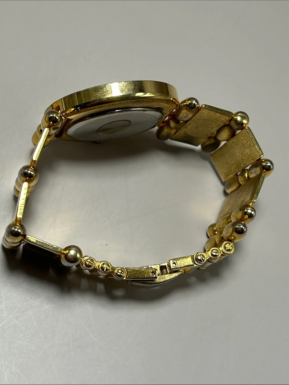 Costume Jewelry Gold-Tone Bracelet Watch with Decorative Dial